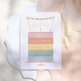 Invitación Fiesta de cumpleaños del pastel de capa de arcoiri