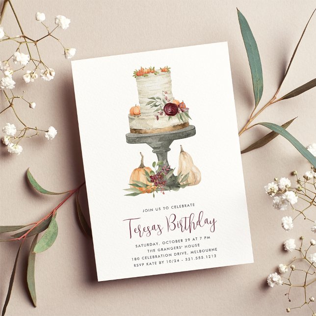Invitación Fiesta de cumpleaños del pastel de capa de otoño (Subido por el creador)