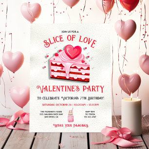 Invitación Fiesta de cumpleaños del pastel de San Valentín de