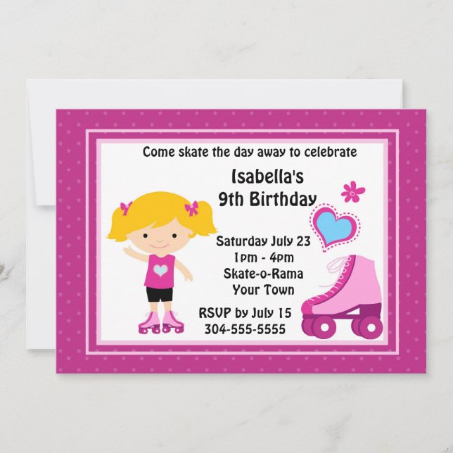 Invitación Fiesta de cumpleaños del patinaje sobre ruedas del (Anverso)