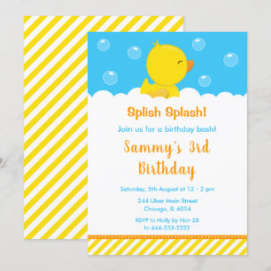 Invitación Fiesta de Cumpleaños del Patito de Goma Amarillo y