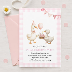 Invitación Fiesta de cumpleaños del pato Tema de Granja Ros