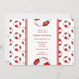 Invitación fiesta de cumpleaños del patrón de pelotas rojas d