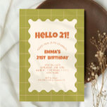 Invitación Fiesta de cumpleaños del patrón de verificador de<br><div class="desc">Fiesta de cumpleaños del patrón de verificador de Groovy verde retro</div>