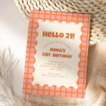 Invitación Fiesta de cumpleaños del patrón del verificador de<br><div class="desc">Fiesta de cumpleaños del patrón del verificador de Groovy Rojo Retro</div>