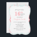 Invitación Fiesta de cumpleaños del patrón floral rosa y de m<br><div class="desc">Invitaciones dulces y modernas con un adorable tema floral perfecto para 16 dulces fiestas,  quinceaneras,  duchas para bebés y más!</div>