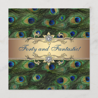 Invitación Fiesta de cumpleaños del pavo real elegante