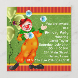 Invitación Fiesta de Cumpleaños del Payaso del Circo Feliz
