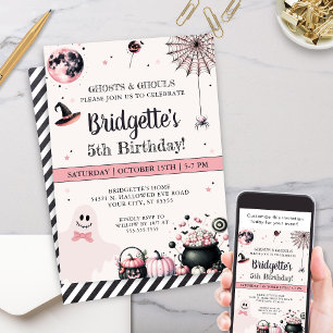 Invitación Fiesta de cumpleaños del pequeño boo rosado en Hal