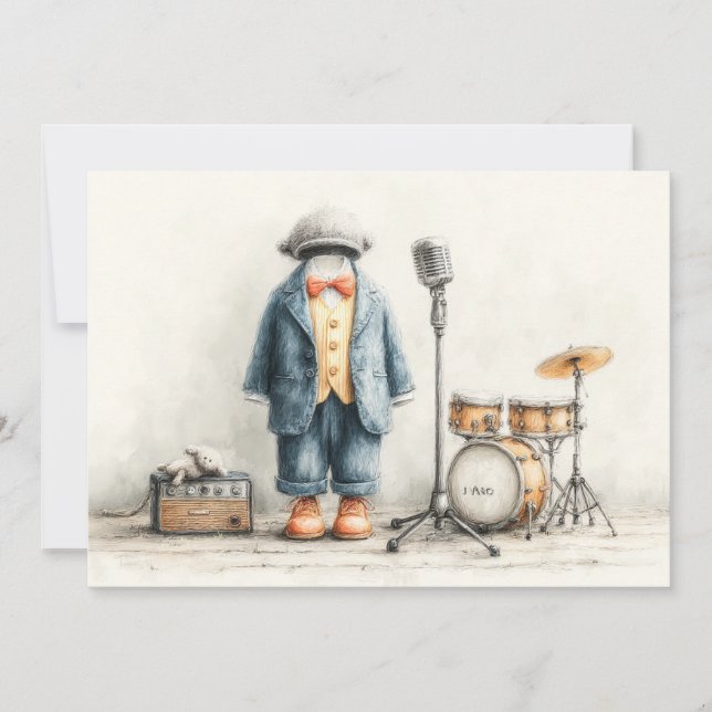 Invitación Fiesta de cumpleaños del pequeño cantante 1er (Anverso)