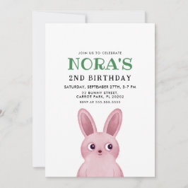 Invitación Fiesta de cumpleaños del pequeño chica con conejo 