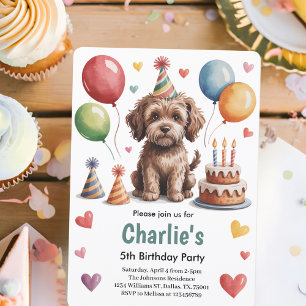 Invitación Fiesta de Cumpleaños del Perrito de Niños Adorable
