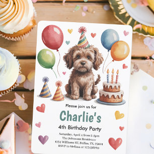 Invitación Fiesta de Cumpleaños del Perrito de Niños Lindos 4
