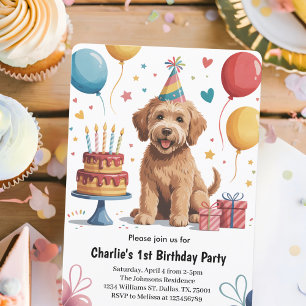 Invitación Fiesta de Cumpleaños del Perrito Niños Adorables P