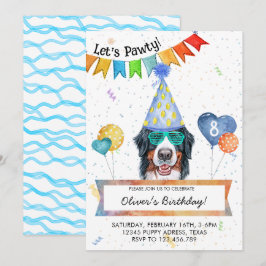 Invitación Fiesta de cumpleaños del perro Bernese Mountain Le