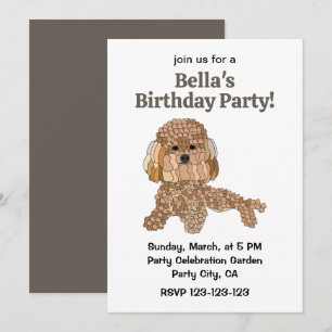 Invitación Fiesta de Cumpleaños del Perro Caniche