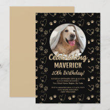 Fiesta de cumpleaños del perro de oro negro del pe