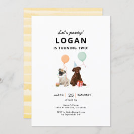Invitación Fiesta de cumpleaños del perro de Puppy Pawty