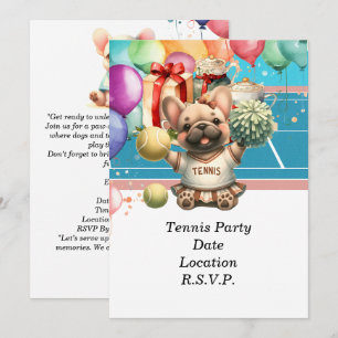 Invitación Fiesta de cumpleaños del perro de tenis