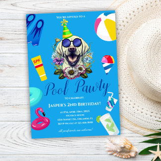Invitación Fiesta de Cumpleaños del Perro Divertido en la Pis