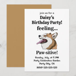 Invitación Fiesta de cumpleaños del perro Pembroke Welsh Corg