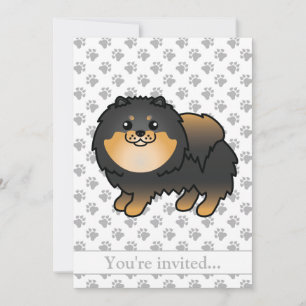 Invitación Fiesta de cumpleaños del perro pomerania negro y f