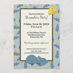 Invitación Fiesta de cumpleaños del Personalizado Blue Mouse