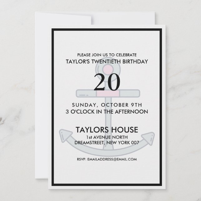 Invitación Fiesta de cumpleaños del Personalizado de moda de  (Anverso)