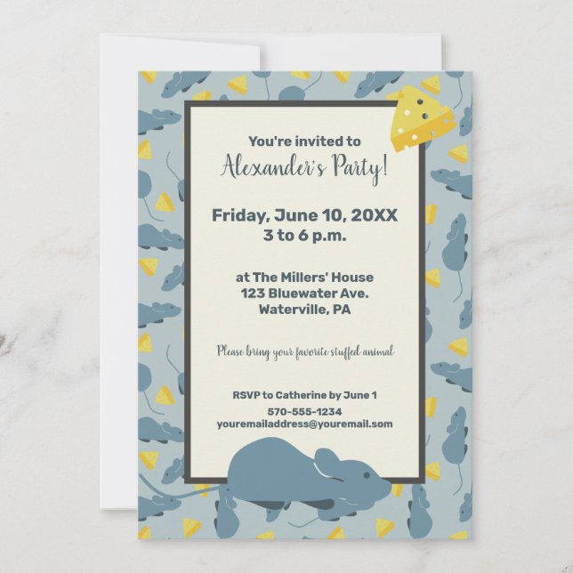 Invitación Fiesta de cumpleaños del Personalizado de queso y  (Anverso)