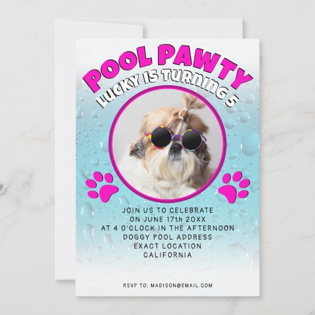 Invitación Fiesta de cumpleaños del personalizado del cachorr (Anverso)