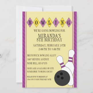 Invitación Fiesta de cumpleaños del Personalizado Purple Retr