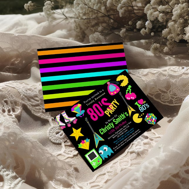 Invitación Fiesta de cumpleaños del personalizado Retro Neon  (Subido por el creador)