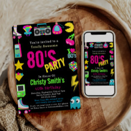 Invitación Fiesta de cumpleaños del personalizado Retro Neon 