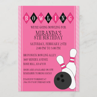 Invitación Fiesta de cumpleaños del Personalizado Retro Rosad