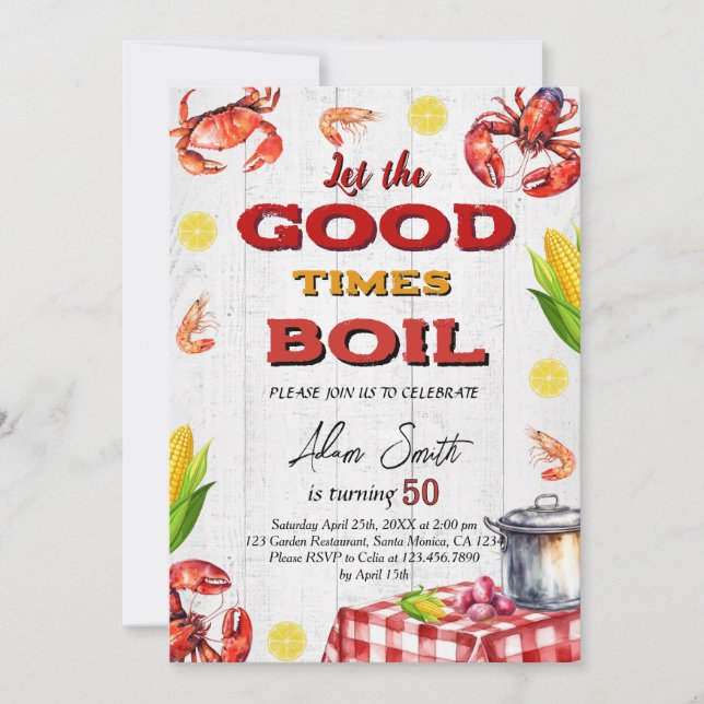 Invitación Fiesta de cumpleaños del pescado (Anverso)