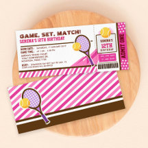 Fiesta de cumpleaños del Pink Tennis Ticket Pass