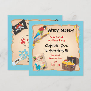 Invitación Fiesta de cumpleaños del pirata y caza del tesoro