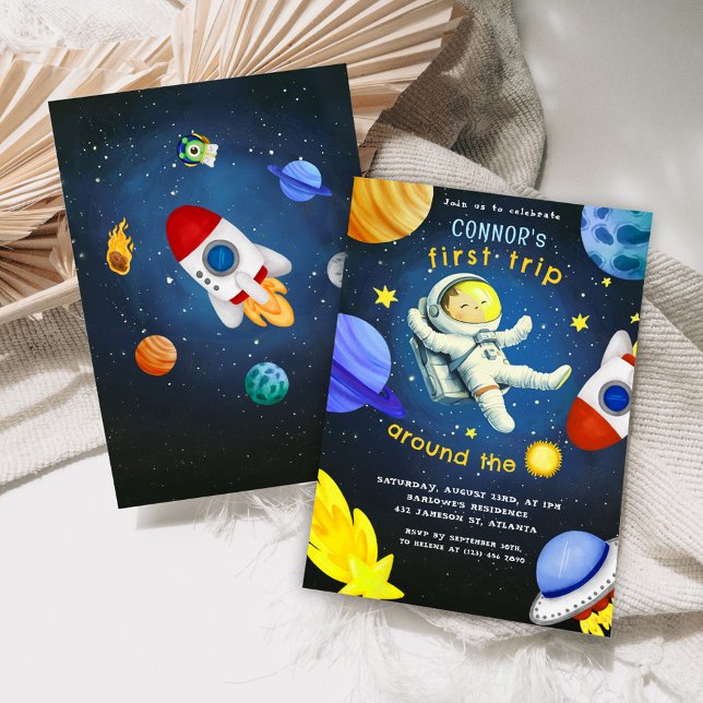Invitación Fiesta de cumpleaños del planeta espacial Astronau (Astronaut Rocket Ship Space Planet Birthday Party Invitation)