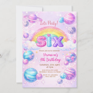 Invitación Fiesta de Cumpleaños del Planeta Espacio Arcoíris