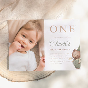 Invitación Fiesta de Cumpleaños del Primer Año con Foto de Os