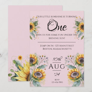 Invitación Fiesta de cumpleaños del primer año de Girasol