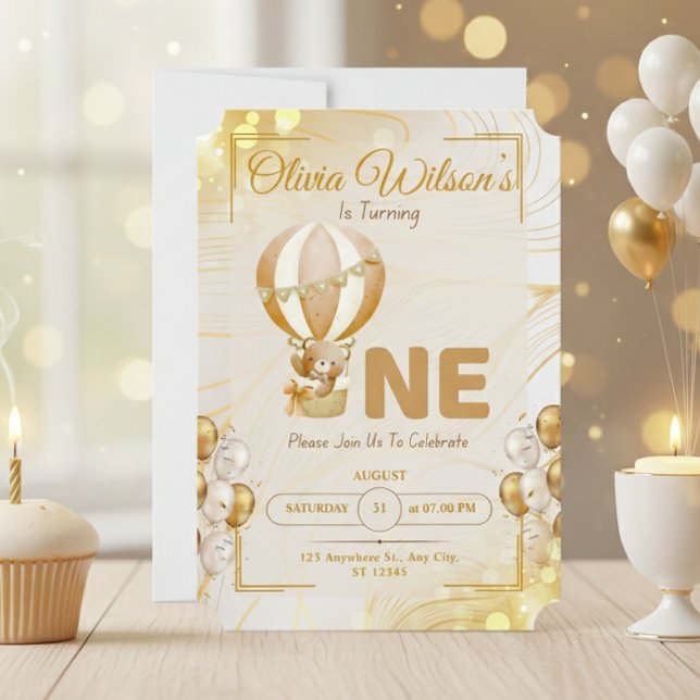 Invitación Fiesta de cumpleaños del primer bebé elegante de l (Subido por el creador)