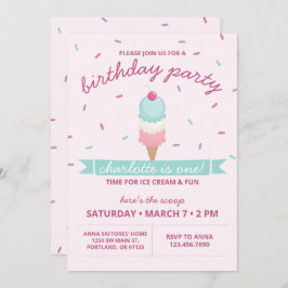 Invitación Fiesta de cumpleaños del primer Cono de helado