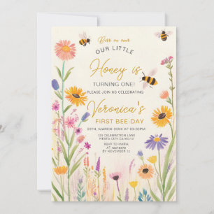 Invitación Fiesta de cumpleaños del primer día de las abejas 