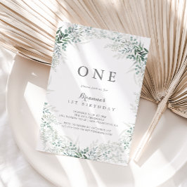 Invitación Fiesta de cumpleaños del primer Eucalipto Verde mi