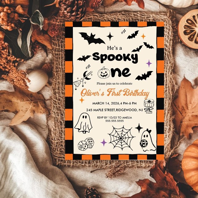 Invitación Fiesta de cumpleaños del primer Halloween Retro Es (Subido por el creador)