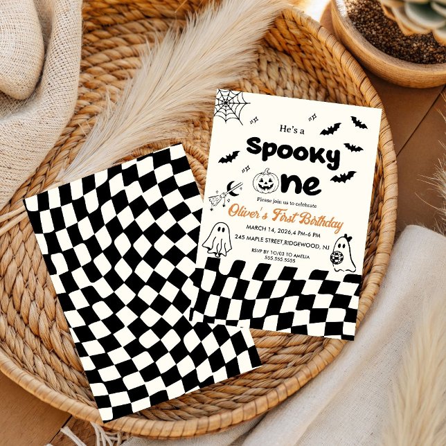 Invitación Fiesta de cumpleaños del primer Halloween Retro Es (Subido por el creador)