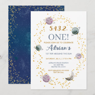 Invitación Fiesta de cumpleaños del primer viaje alrededor de