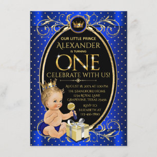 Invitación Fiesta de cumpleaños del príncipe elegante primero