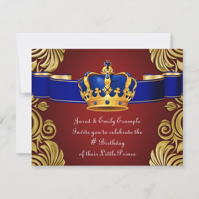 Invitación Fiesta de cumpleaños del príncipe heredero real (Anverso)